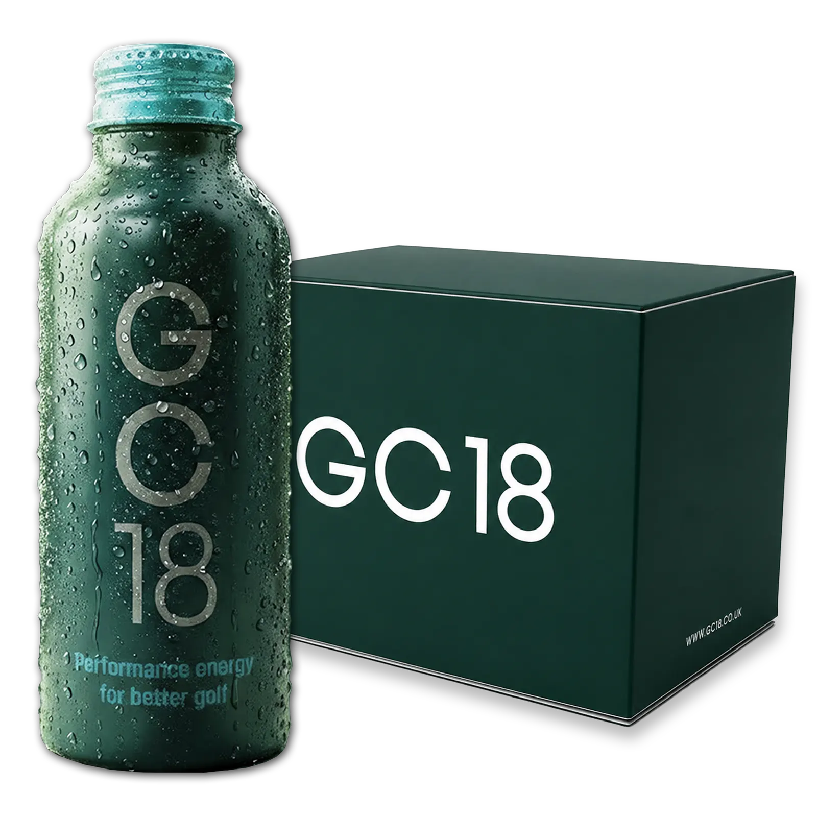 GC18 performance shot bottle and 12-bottle box