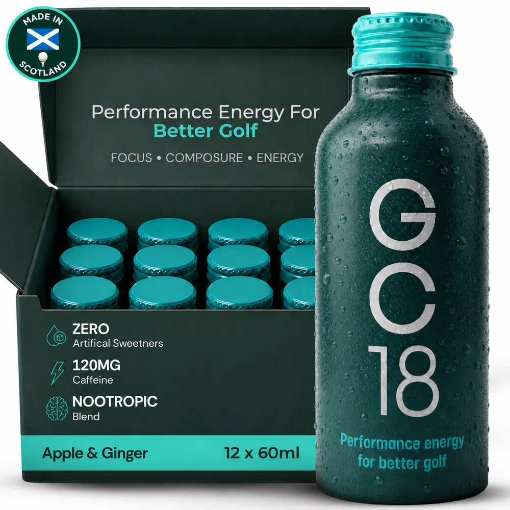 GC18 bottle beside an open nine-shot box